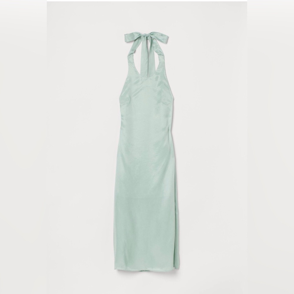 NWT H&M womens Haltertop mint green dress. Lined.  Size S.